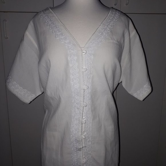 NWOT XL Cotton Short Sleeve Blouse - Picture 5 of 5